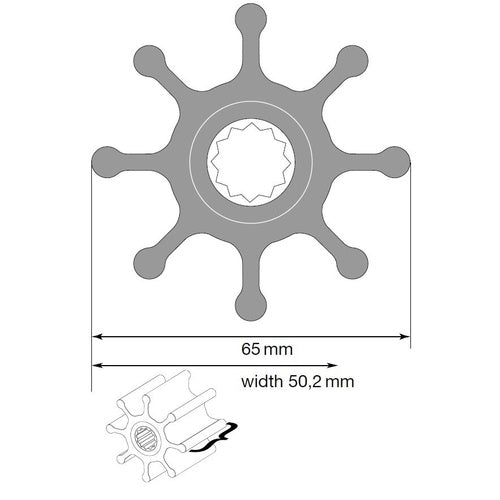 Johnson Impeller Pumpe MC97/EPDM, Ersatzteil F7, Verzahnung Innendurchmesser