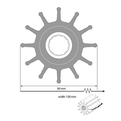 Johnson Impeller Neopren für F95 Pumpe, Ersatzteil Impeller, Außendurchmesser 95 mm