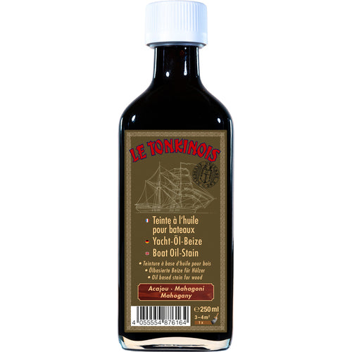 LeTonkinois oil stain mahogany 0.25 L, woodworking stain, even coloring ideal for boat building