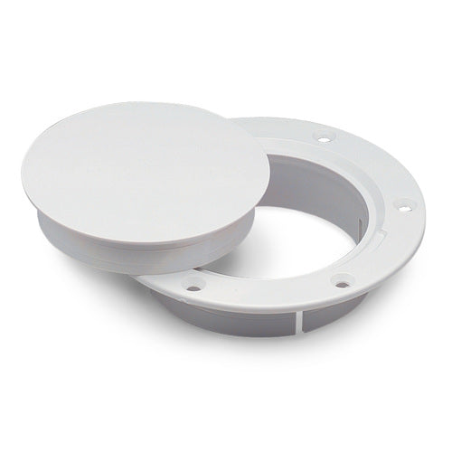 Marinco deck plate waterproof cover white, snap-in vent system, 4-3/4' diameter hole