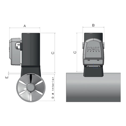 MAXPOWER Bugstrahlruder Hochleistungsstrahlruder Ø185 mm 24V, Ideal für Motorboote und Segelyachten, Wartungsfrei und sicheres Design