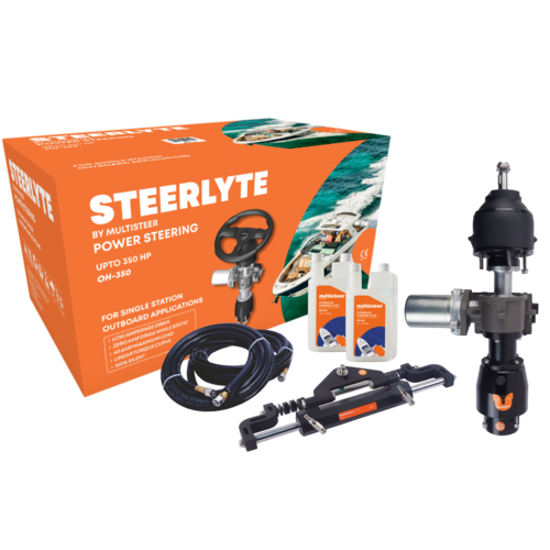 MULTIFLEX Steering Outboard > 350 HP Power Steering Set, boat steering, including helm & hydraulic cylinder