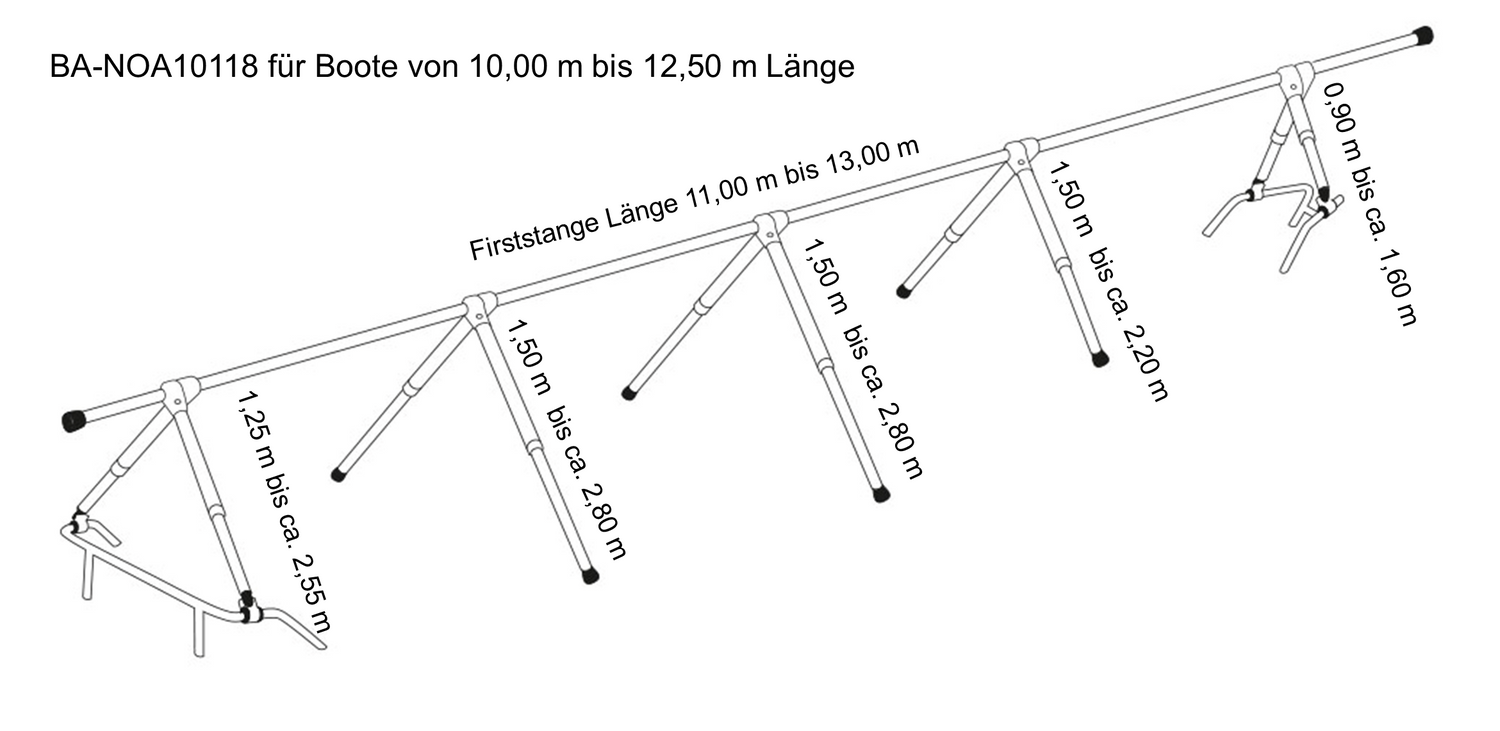 NOA Decksgestell für Planen 14-16m