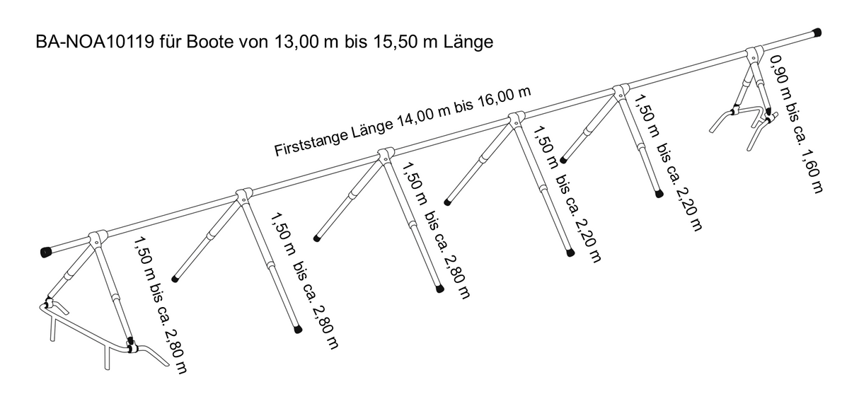 NOA Decksgestell für Planen 14-16m