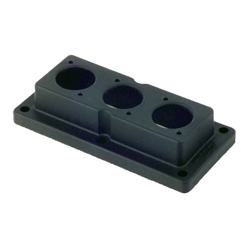 Philippi Aufbaugehäuse 3-fach senkrechter Decksaufbau, Gehäuse für Flanschstecker - kompakte Abmessungen B 117 x H 56 x T 25 mm