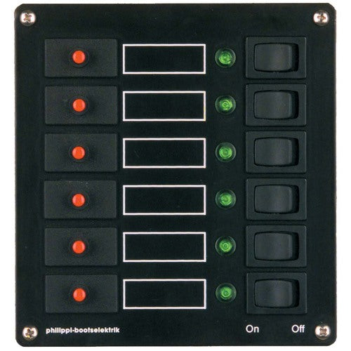 Philippi 6-stage circuit distributor, fuse panel, including thermal circuit breakers and rocker switches
