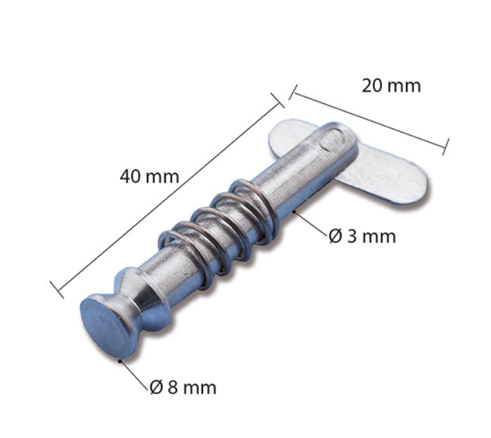 Pin stainless steel highly polished, Bimini connector, rustproof 6 mm diameter
