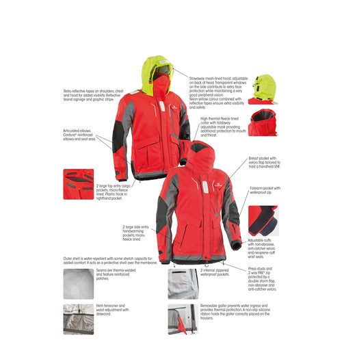 Plastimo Women's 3-layer Waterproof Breathable Sailing Jacket with Adjustable Hood XS