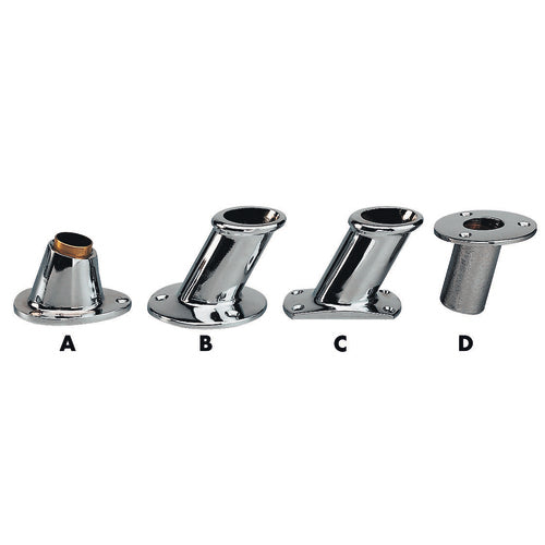 Plastimo Flaggenstock Chrom beschichtet, Flaggenhalter, Modell XYZ123, Schwarz, Ø 25 mm