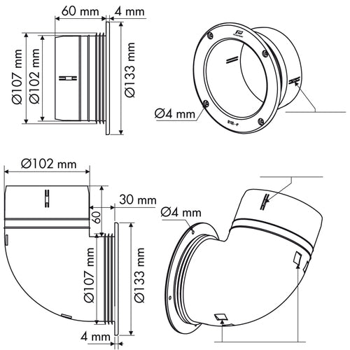 Plastimo Schlauchanschluss Modell XYZ123, 4 Zoll Durchmesser, robustes Design für sicheres Arbeiten