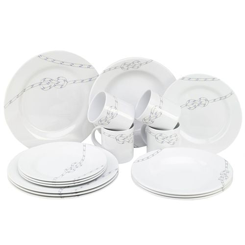 Plastimo Geschirrset 16-teilig Premium Melamin, Keramikgeschirr-Optik, Bisphenol A-frei und spülmaschinenfest