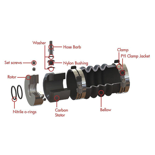 PSS shaft seal 50 mm shaft, mechanical seal for stern tube, made of stainless steel and carbon flange, for high speeds up to 10,000 rpm