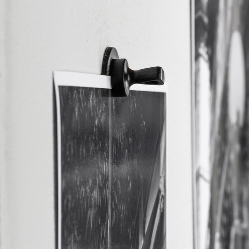 silwy Magnet-Pins Leder-Look schwarz, magnetische Befestigung ohne Bohren, flexibel & wiederverwendbar 4er Set