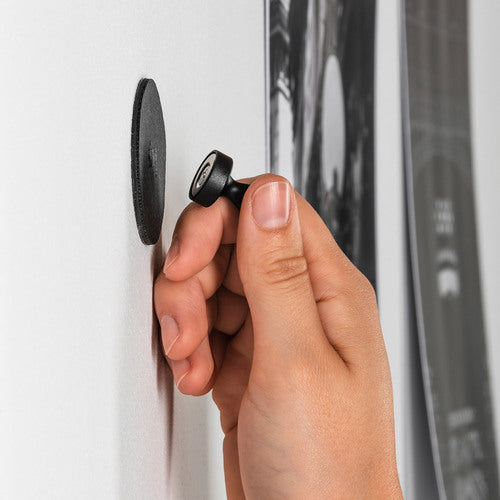 silwy Magnet-Pins Leder-Look schwarz, magnetische Befestigung ohne Bohren, flexibel & wiederverwendbar 4er Set