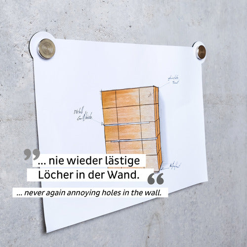 silwy Magnet-Pins weiß 2er Set, Magnet-Pin Set, kein Bohren oder Kleben erforderlich