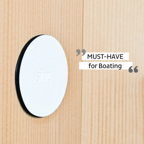 Silwy Metall-Nano-Gel-Pads Leder-Look, Klebefreie Befestigung, Wiederverwendbar 5cm Weiß 4er-Set