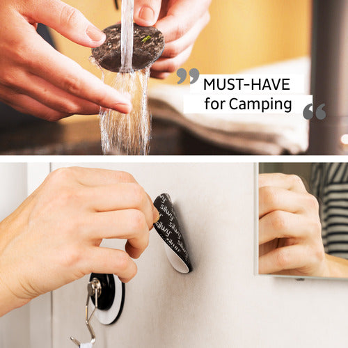 Silwy Metall-Nano-Gel-Pads Leder-Look, Klebefreie Befestigung, Wiederverwendbar 5cm Weiß 4er-Set