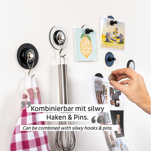 Silwy Metall-Nano-Gel-Pads Leder-Look, Klebefreie Befestigung, Wiederverwendbar 5cm Weiß 4er-Set