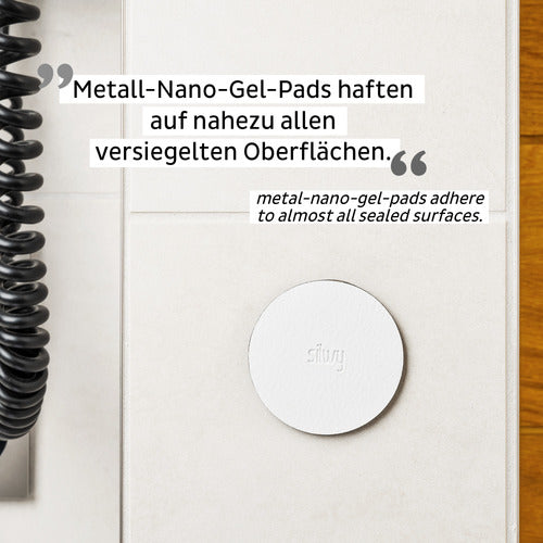 Silwy Metall-Nano-Gel-Pads Leder-Look, Klebefreie Befestigung, Wiederverwendbar 5cm Weiß 4er-Set
