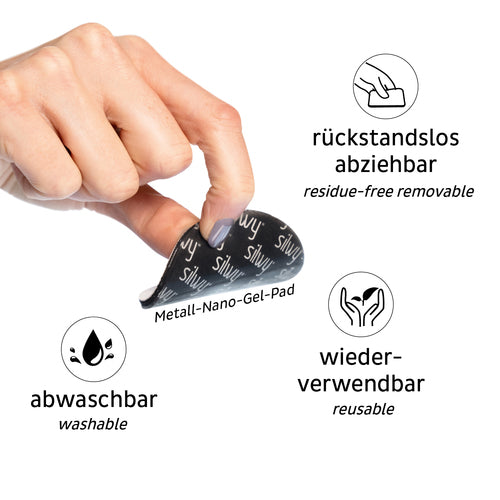 Silwy Metall-Nano-Gel-Pads Leder-Look, Klebefreie Befestigung, Wiederverwendbar 5cm Weiß 4er-Set