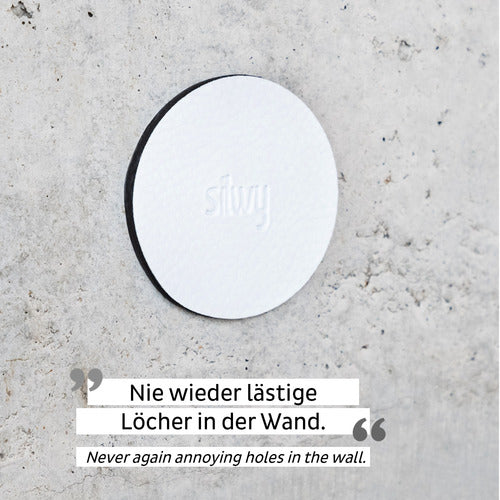 Silwy Metall-Nano-Gel-Pads Leder-Look, Klebefreie Befestigung, Wiederverwendbar 5cm Weiß 4er-Set