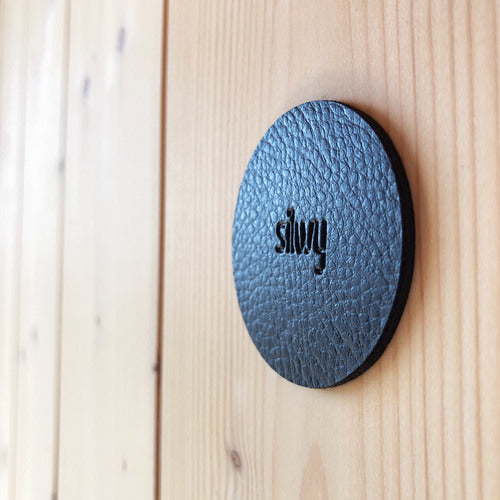 silwy Nano-Gel-Pads Leder-Look, Magnethalterung, 6,5 cm schwarz 4er Set, wiederverwendbar