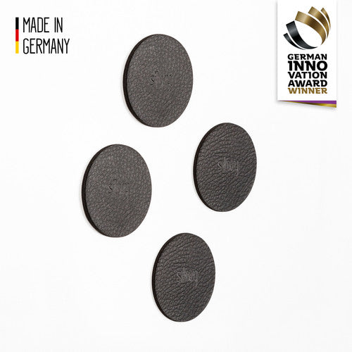 silwy Nano-Gel-Pads Leder-Look, Magnethalterung, 6,5 cm schwarz 4er Set, wiederverwendbar