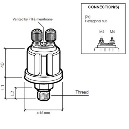 Veratron Oil Pressure Sensor 25bar/350psi, Pressure Sensor M14x, New Model XYZ123 Black