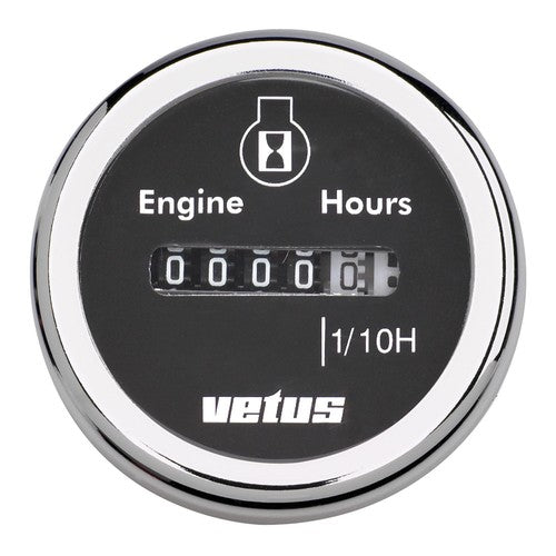 Vetus hour meter 12/24 Volt, analog hour meter, black
