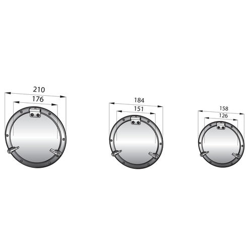 Vetus Bullauge 8mm Edelstahl Smoke, Fenster, CE Kennzeichnung AII, mit Mückengitter