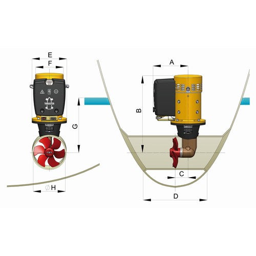 Vetus Bugstrahlruder elektrisch, Propeller 650N/65kgf 12V, geräuscharm & kraftvoll für Boote 9-13m