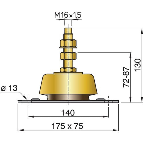 Vetus flexibles Motorlager Typ HY150, Motorlagerung für schwere 4-Zylinder-Motoren, hohe Längssteifigkeit 30-125kW