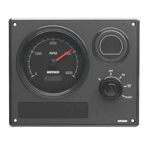Vetus Motorinstrumententafel spritzwasserdichtes Instrumentenpanel, schwarz 12 Volt, Wasserdicht IP64