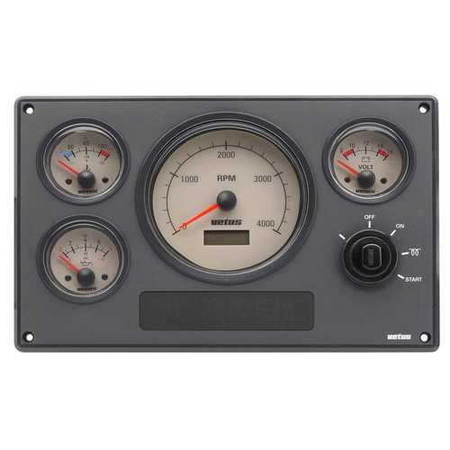 Vetus engine instrument panel splashproof 24 Volt, boat instrument panel, IP64 certified