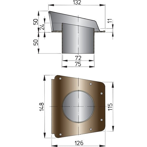 Vetus Lüftungsmuschel 75mm Kunststoff mit Wasserschutz, Entlüftungshaube, optimale Motorraum-Belüftung