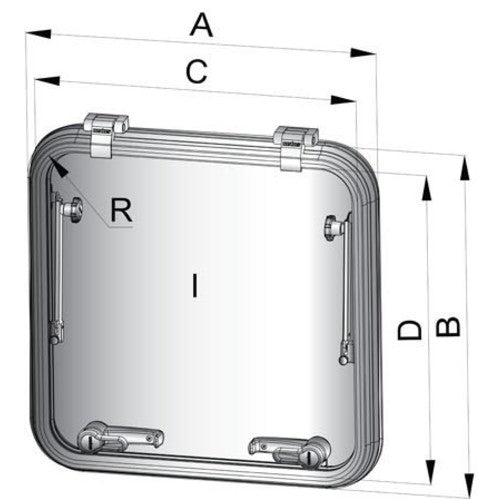 Vetus Deckslücke Typ Libero 3255 Aluminiumrahmen 32/55 mm Radius, Fluchtluke, 10 mm Acrylglas "Smoke"
