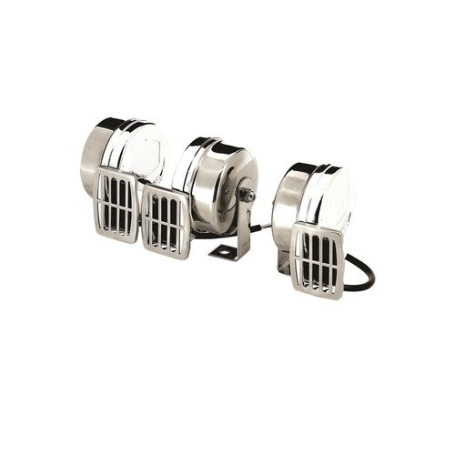 Vetus Elektrisches Deluxe-Schiffshorn Edelstahl 12V, Kompaktes Schiffshorn, Rostfreier USP