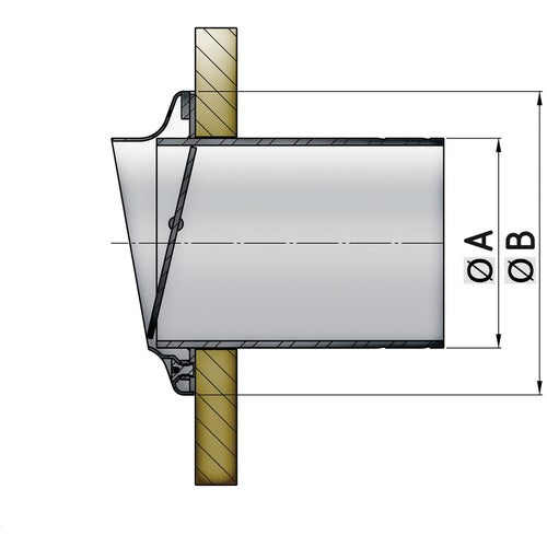Vetus exhaust transom feedthrough stainless steel AISI 316 60 mm, boat ventilation, with check valve
