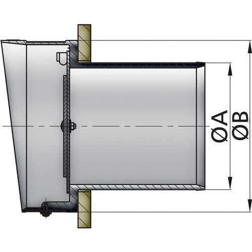 Vetus transom feedthrough made of glass-fiber reinforced plastic, exhaust feedthrough, with stainless steel band AISI 316