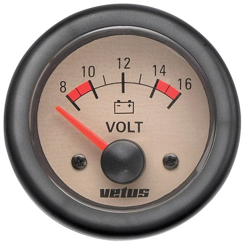 Vetus Voltmeter 12V 8-16V beige, voltage meter, for engine instruments