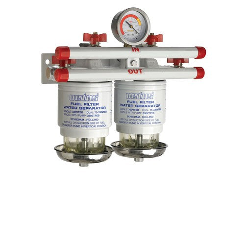 Vetus Wasserabscheider Grobfilter doppelt, Schwarz, Modell XYZ123, robustes Design