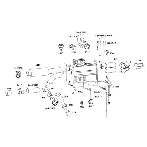 Wallas Diesel-Heizung 1000-4500W Warmluftheizung, Greenboost-Brenner niedriger Spannungsbedarf, Intelligente Temperaturregelung Bluetooth-Steuerung