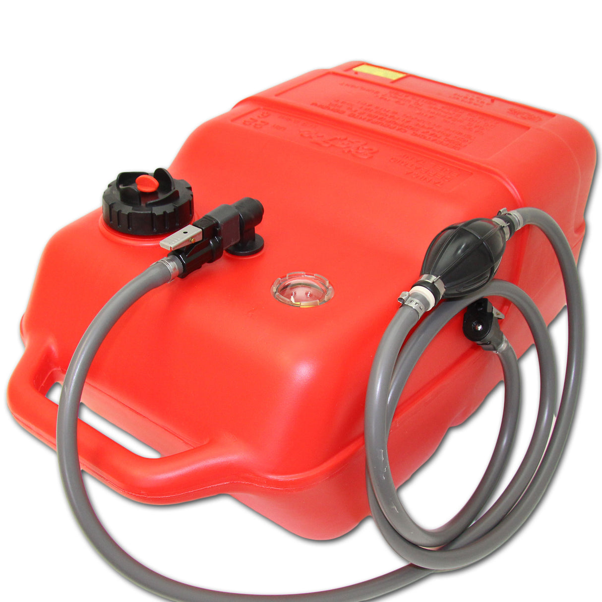 Yamaha fuel tank red, HDPE with manual level indicator, ISO-certified for petrol and diesel -
