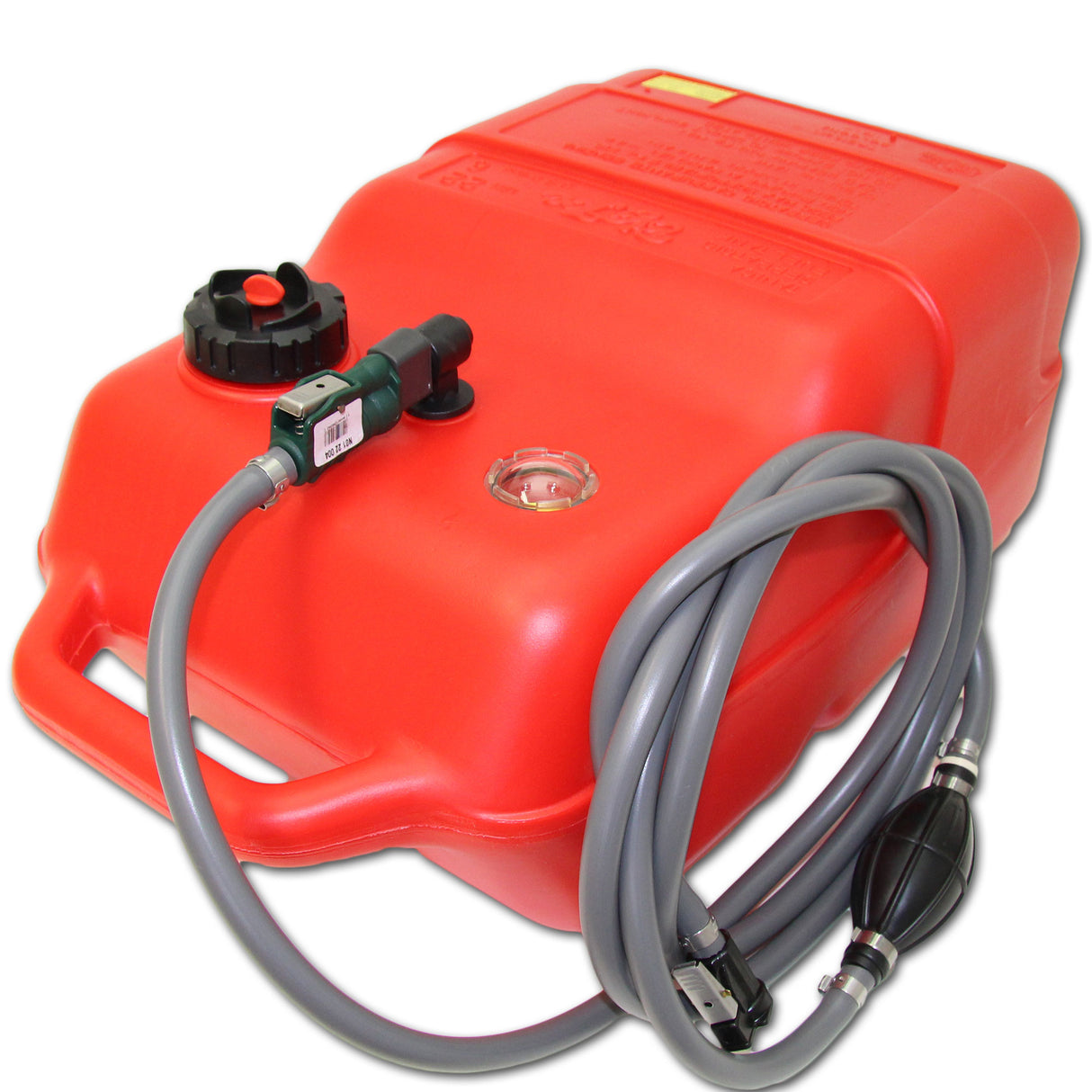 Mercury fuel tank red, manual level indicator, ISO standard 13591, HDPE for gasoline and diesel -