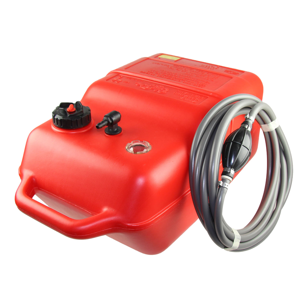 Red fuel tank, ISO-certified, highly chemical-resistant, manual level indicator -