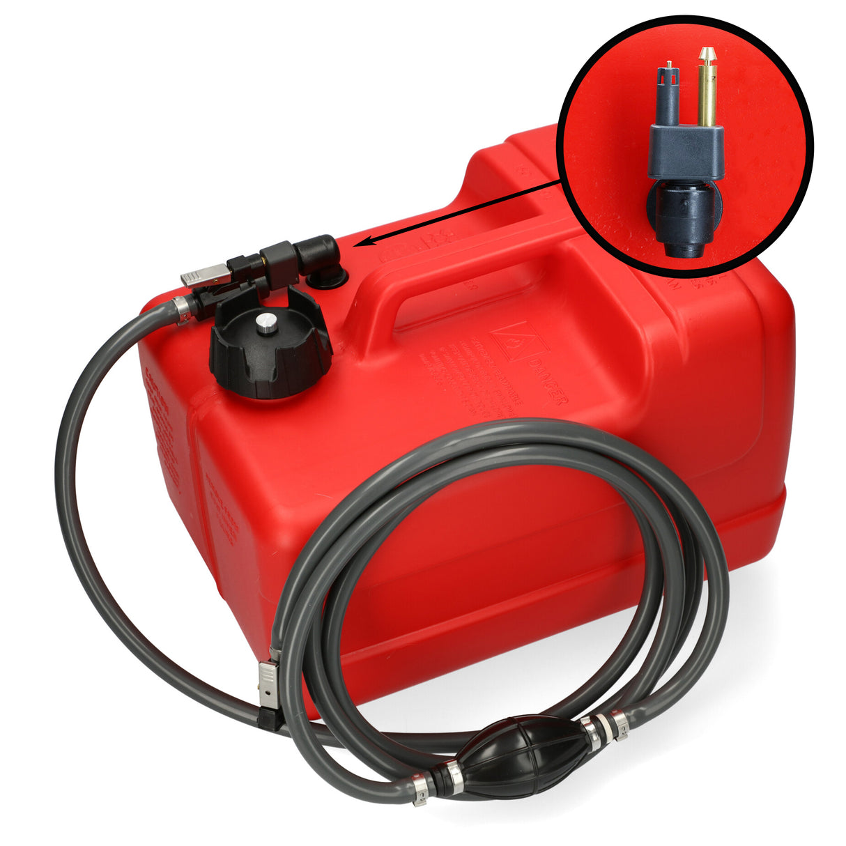 Mercury fuel tank red, 3m hose, ISO standard 13591, HDPE for gasoline and diesel - 11.3 - 30 liters
