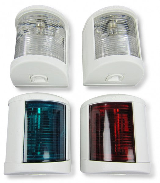 Navigation light set white housing, boat position lights set, UV-resistant waterproof for boats under 12m