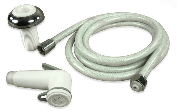 Einbaudusche mit 2,5 m Gewebeeinlage-Schlauch, Duschsystem, stoßfestes ABS-Material