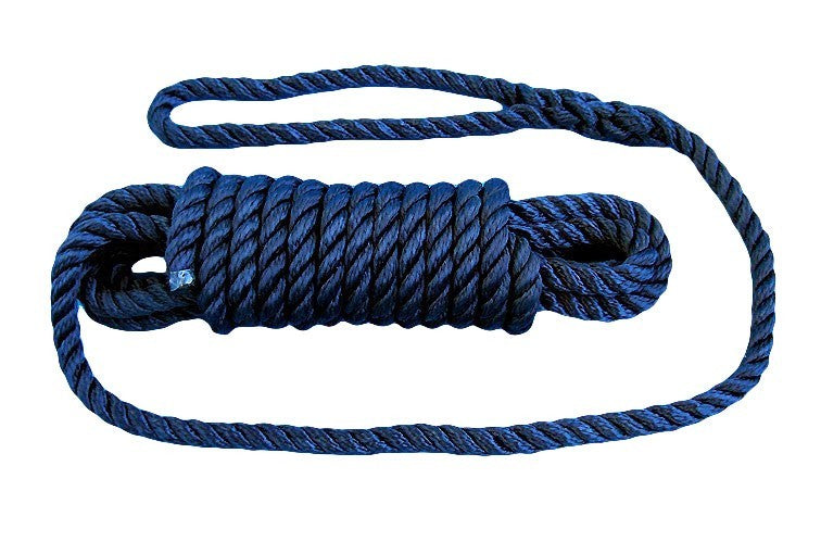 Betelon Festmacherleine Navyblau gespleiste Schlinge, Spezial Festmacherleine, Polypropylen 5 m x 8 mm