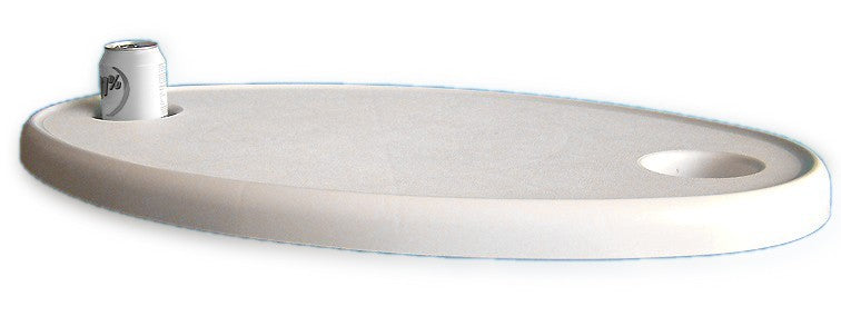 Tischplatte oval wetterfester Kunststoff mit 2 integrierten Getränkehaltern, ovale Tischplatte, 765 mm x 460 mm